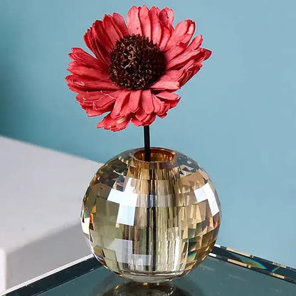 Faceted gold crystal ball aroma diffuser geometric base bedroom decor