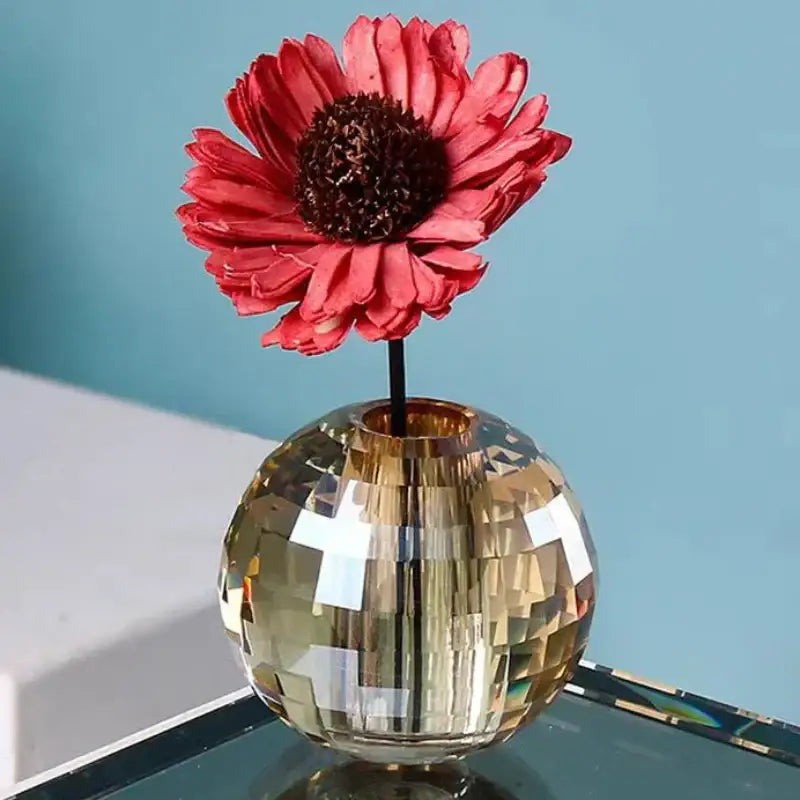 Faceted gold crystal ball aroma diffuser geometric base bedroom decor