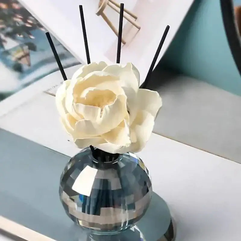 Faceted gold crystal ball aroma diffuser geometric base bedroom decor