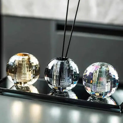 Faceted gold crystal ball aroma diffuser geometric base bedroom decor
