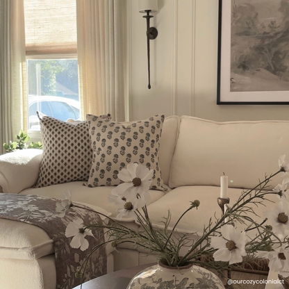 Cora Floral Block Printed Pillow Cover | Brown