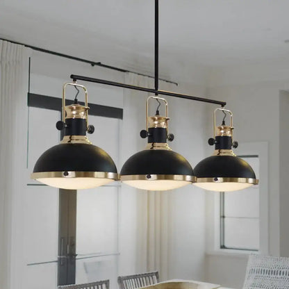Farmhouse black & brass 3-light island pendant – dining room light
