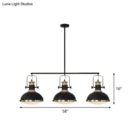 Farmhouse black & brass 3-light island pendant – dining room light