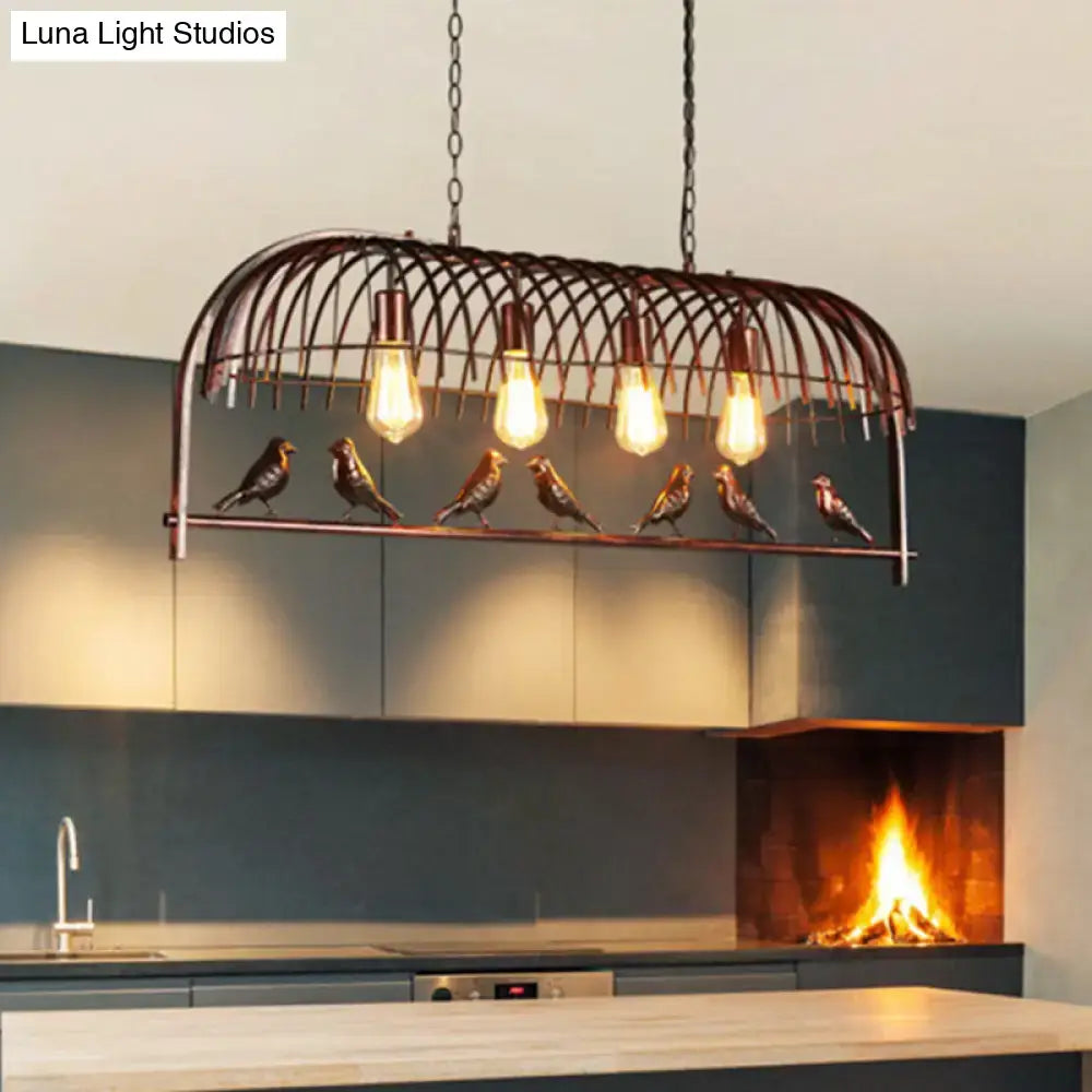 Farmhouse black metal birdcage light fixture for dining room ceiling