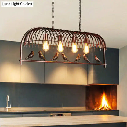 Farmhouse black metal birdcage light fixture for dining room ceiling