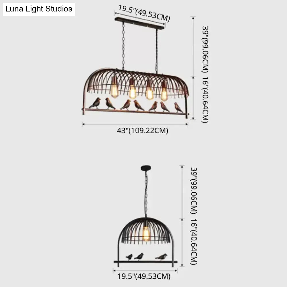 Farmhouse black metal birdcage light fixture for dining room ceiling