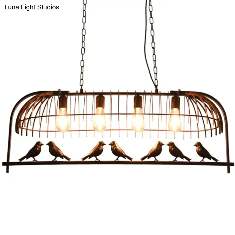 Farmhouse black metal birdcage light fixture for dining room ceiling