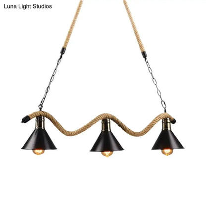 Farmhouse black metal & rope pendant light – dining room 110v-120v