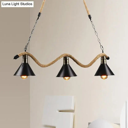 Farmhouse black metal & rope pendant light – dining room 110v-120v