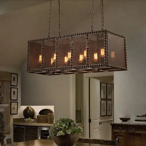 Farmhouse black wire net metal ceiling light for dining room
