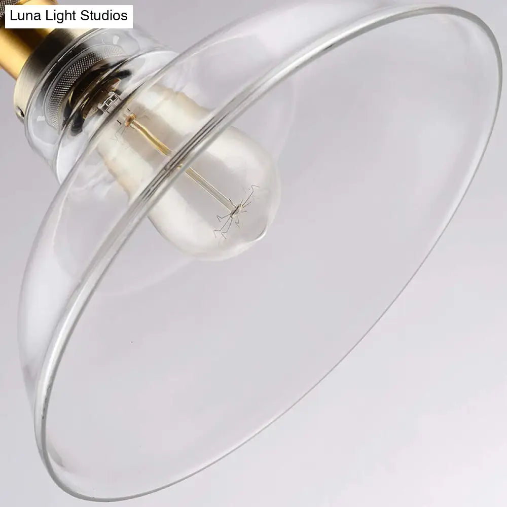 DecorBites™ Farmhouse Clear Glass Brass Pendant Light - Barn Dining Room Hanging Fixture