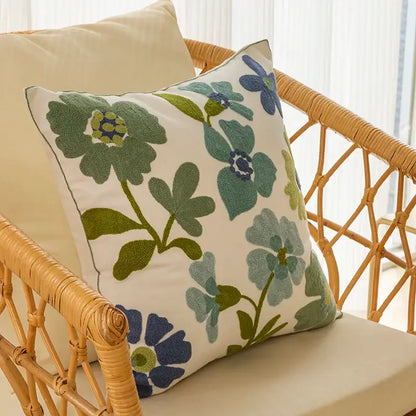 Farmhouse green & blue floral pillow cover living room decor