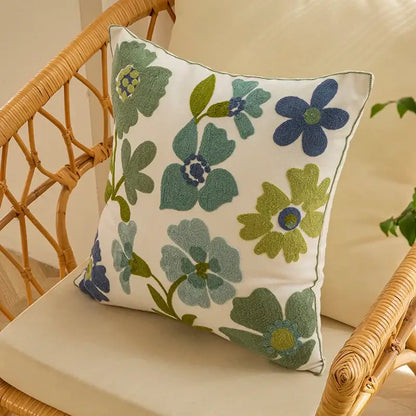 Farmhouse green & blue floral pillow cover living room decor