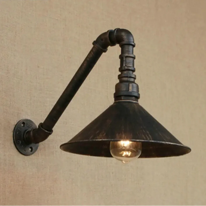 DecorBites™ Farmhouse Style Antique Brass Wall Sconce with Metallic Cone & Pipe - 1 Head Dining Room Lighting
