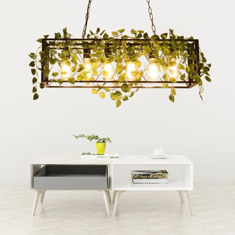 DecorBites™ Farmhouse Style Bronze Wrought Iron Hanging Lamp with 6 Lights - Perfect for Restaurants