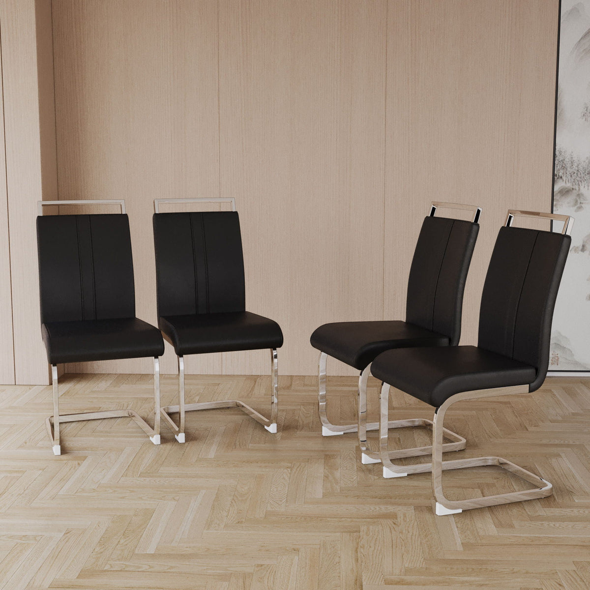 Modern Dining Chairs With Padded Seat, High Back