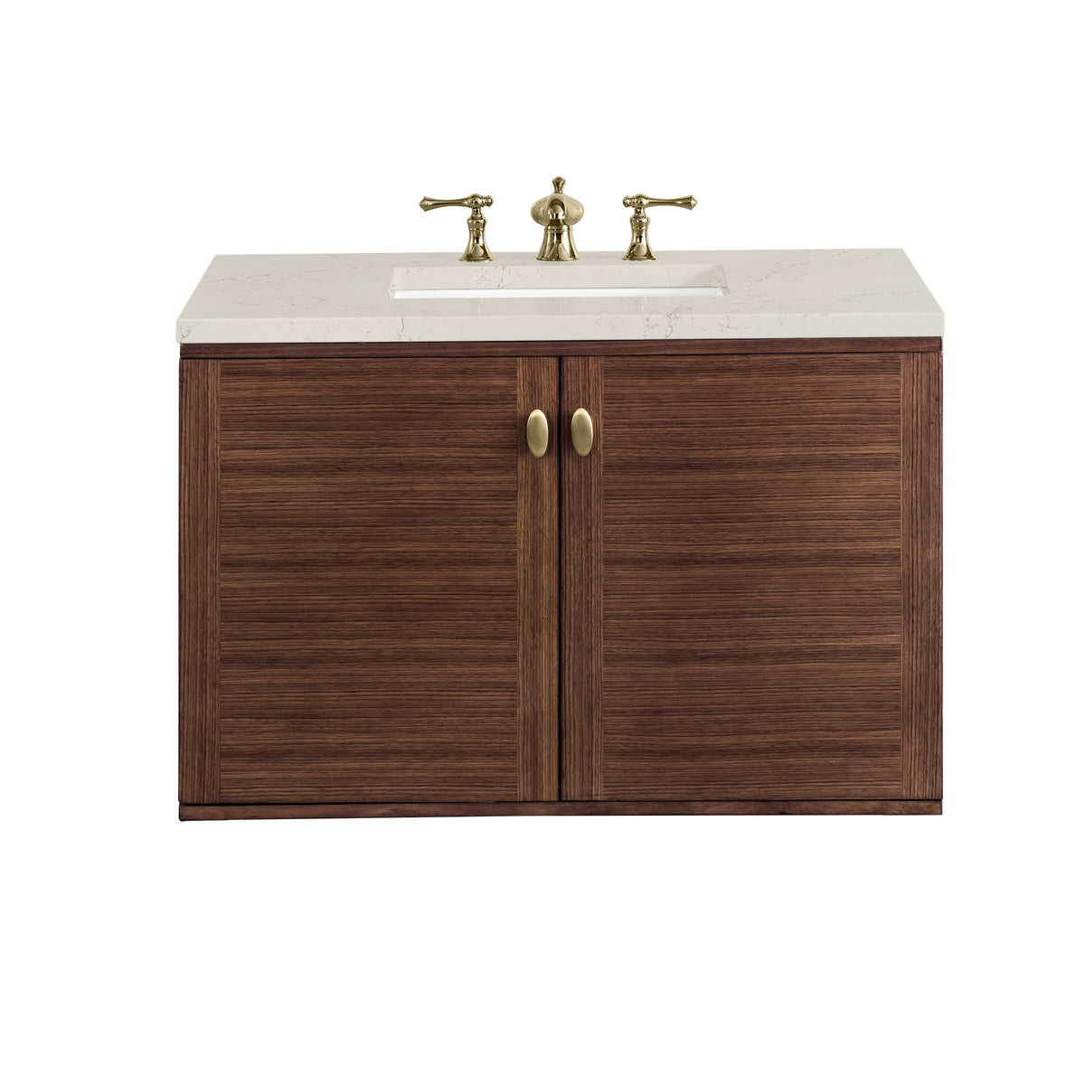 James Martin Amberly 36" Dual Mount Single Bathroom Vanity, Mid-Century Walnut