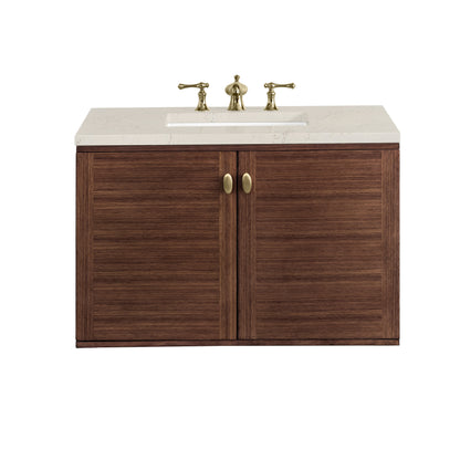 James Martin Amberly 36" Dual Mount Single Bathroom Vanity, Mid-Century Walnut