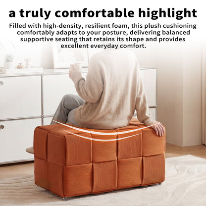 Modern Ottoman Foot Rest With Woven Design