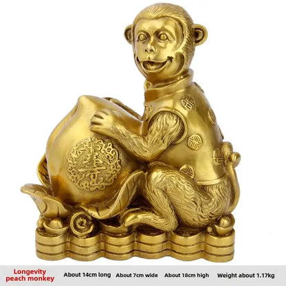 Feng shui brass copper monkey cornucopia living room wealth decor