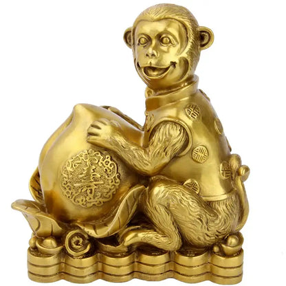 Feng shui brass copper monkey cornucopia living room wealth decor