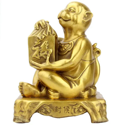 Feng shui brass copper monkey cornucopia living room wealth decor