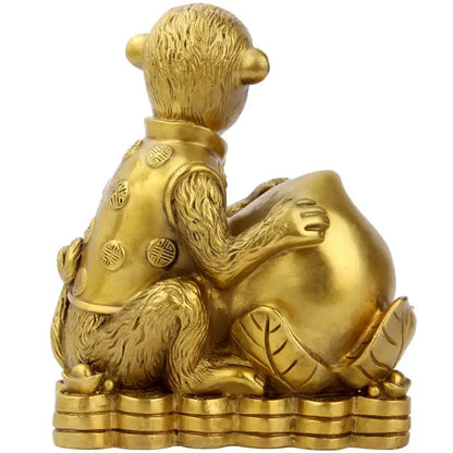 Feng shui brass copper monkey cornucopia living room wealth decor