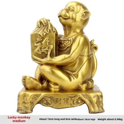 Feng shui brass copper monkey cornucopia living room wealth decor