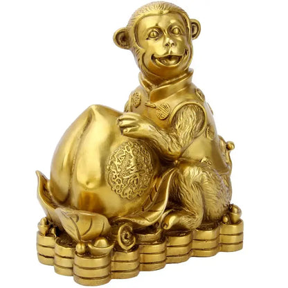 Feng shui brass copper monkey cornucopia living room wealth decor