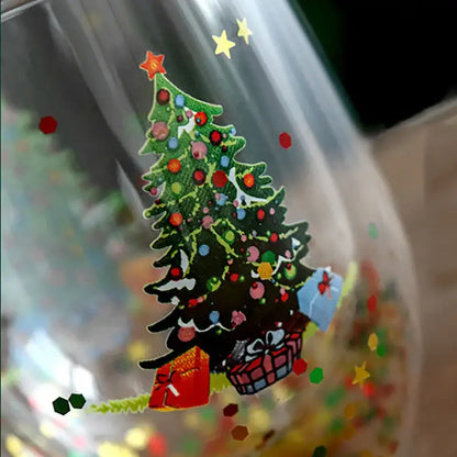 Festive christmas tree double wall glass mug kitchen decor