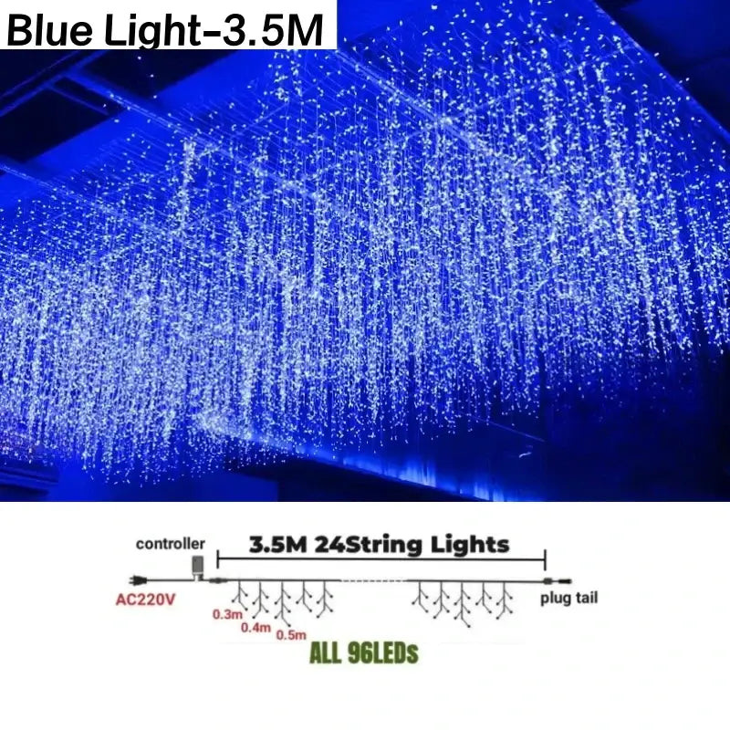 Festive golden led string lights outdoor garden decor