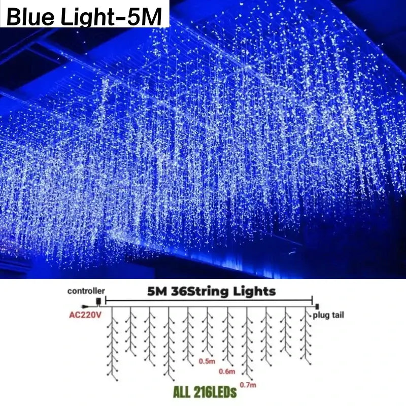 Festive golden led string lights outdoor garden decor