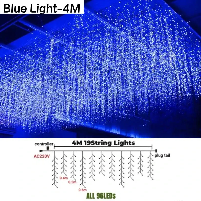 Festive golden led string lights outdoor garden decor