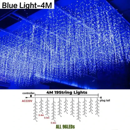 Festive golden led string lights outdoor garden decor