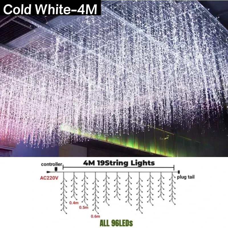 Festive golden led string lights outdoor garden decor