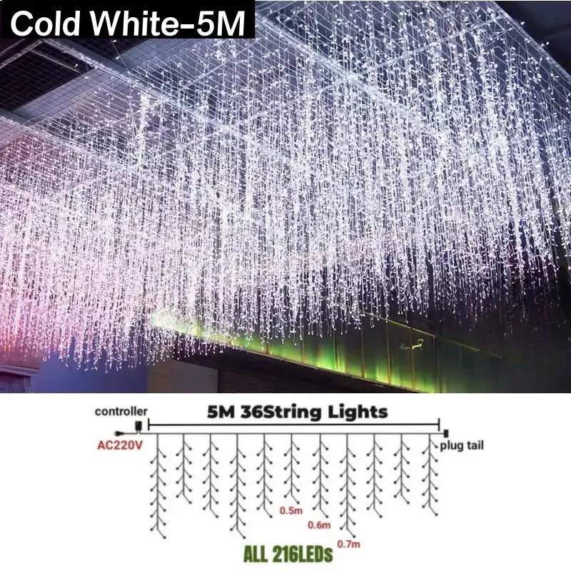 Festive golden led string lights outdoor garden decor
