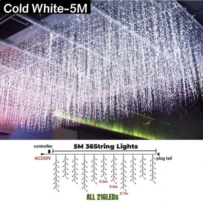 Festive golden led string lights outdoor garden decor