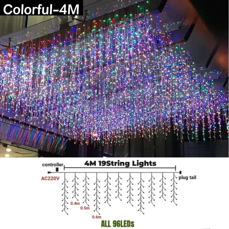 Festive golden led string lights outdoor garden decor
