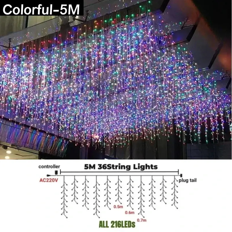Festive golden led string lights outdoor garden decor