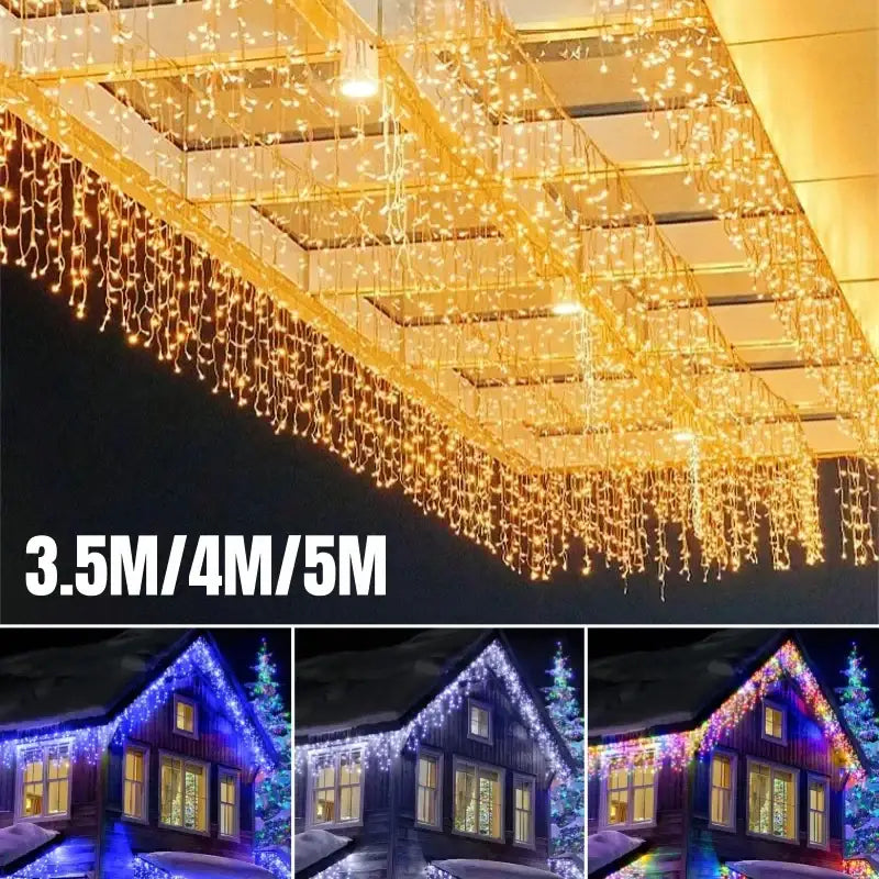 Festive golden led string lights outdoor garden decor