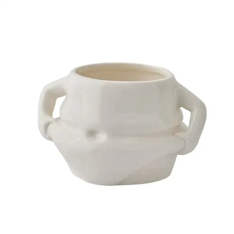 Festive white santa claus ceramic mug set dining room soup bowl