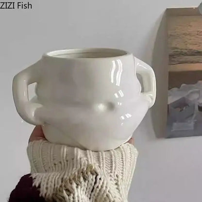 Festive white santa claus ceramic mug set dining room soup bowl