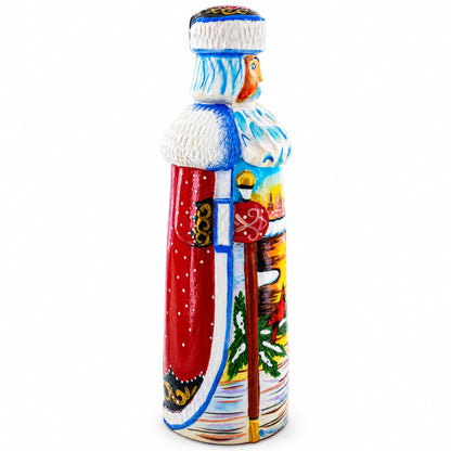 Hand Carved Ukrainian Santa with Cardinals Figurine 7.25 Inches