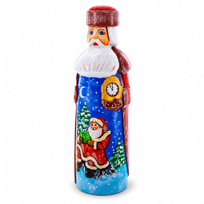Hand Carved Ukrainian Santa Reading Wooden Figurine 7.25 Inches