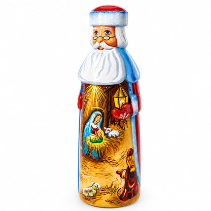 Nativity Scene Ukrainian Hand Carved Solid Wood Santa Figurine 11 Inches