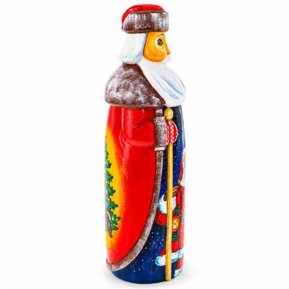 Hand Carved Ukrainian Santa with Lantern Solid Wooden Figurine 11 Inches
