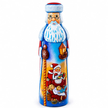 Christmas Eve Hand Carved Solid Wooden Santa Figurine 11 Inches