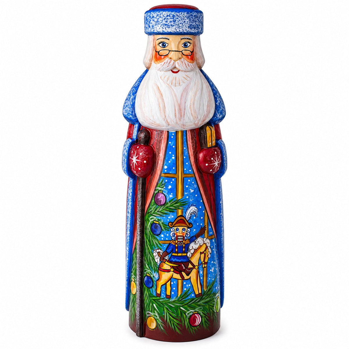 Ballerina & Nutcracker Hand Carved Solid Wooden Santa Figurine 11 Inches
