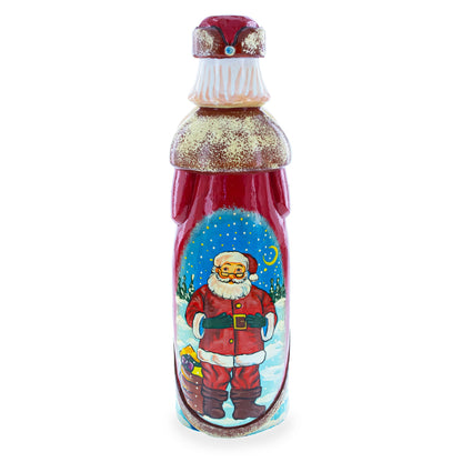 Riding on Air Balloon Hand Carved Solid Wood Santa Figurine 11 Inches