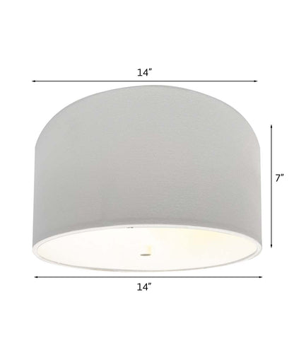 Moderne Flush Mount Conversion Kit 14"w White Hardback Drum Lampshade